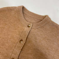 Cardigan en maille pour femme, col rond, à simple boutonnage, épaules tombantes, avec poche à revers, color block café, élégant