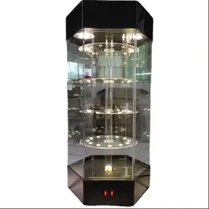 Kabinet display akrilik berputar kustom pabrik dengan lampu LED untuk produk elektronik display meja