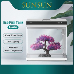Grosir Tangki Ikan Akuarium Lampu <span class=keywords><strong>Led</strong></span> Tangki Ikan Kecil Filter Internal Akuarium Kaca Ultra Putih dengan Tampilan Suhu - Product Image 2