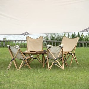 Chaise papillon de jardin légère pour l'extérieur, design minimaliste moderne, chaise pliante en bois de hêtre, chaise longue de plage en toile - Product Image 2