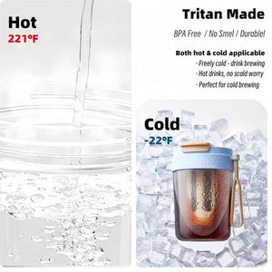 แก้ว Tritan 100% ป้องกันการรั่วซึม พกพาสะดวก สำหรับเครื่องดื่มเย็น 330 มล. 480 มล. พร้อมที่กรองชาเย็น กาแฟ น้ำผลไม้ ใช้ซ้ำได้ ขวดน้ำแบบพกพา - Product Image 4