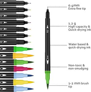 ปากกามาร์คเกอร์แบบสองหัว 100 สี หมึกน้ำ สำหรับงานศิลปะ พร้อมโลโก้สั่งทำ สำหรับใช้ระบายสี ขายส่ง - Product Image 2
