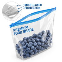 Sac refermable sans BPA, taille sandwich, en PE de qualité alimentaire, pour emballer les collations et les déjeuners, fermeture hermétique