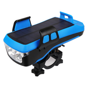 Luz Delantera Solar para Bicicleta 4000mAh Azul Impermeable LED con Bocina y Soporte para Teléfono para Bicicleta de Montaña - Product Image 2