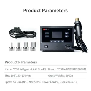 Estación de Soldadura Inteligente YCS R1 de 1000 W con <span class=keywords><strong>Pistola</strong></span> de Aire Caliente y 4 Boquillas para Reparación de CPU, IC, BGA y SMT de Teléfonos Móviles - Product Image 6