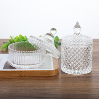 Pot de bougie en verre transparent de haute qualité avec couvercle et boîte d'emballage pour noël