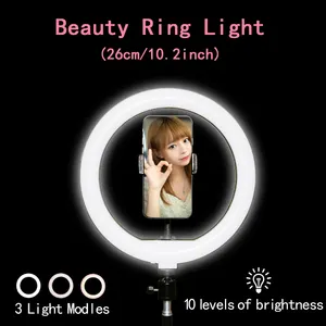 Kaliou 10.2 אינץ יופי Tiktok טבעת אור LED אור מצלמה טלפון טבעת אור עבור איפור או וידאו חי סטודיו שנינות stand