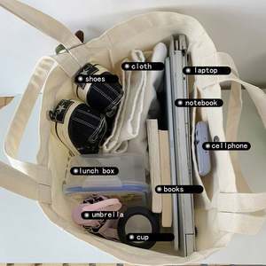 Bolsa Bento Reutilizable Ecológica de Gran Capacidad MULUN para Mujer, Bolso de Lona con Cierre de Cremallera y Patrón de Letras, para Uso Diario - Product Image 6