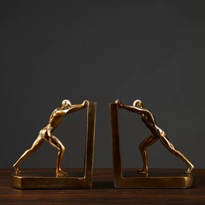 现代当代强力男子铜色树脂艺术装饰书立黄色圣诞家居装饰客厅HXY品牌 - Product Image 2