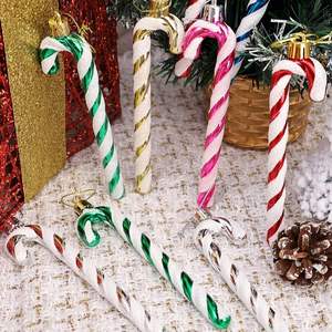 Juego de Seis Adornos Decorativos de Plástico con Forma de Caña, para Árbol de Navidad, Año Nuevo, Decoración del Hogar, Artículos para Fiestas - Product Image 1