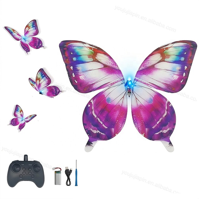 Wholesale Price Bionic Butterfly Remote Control Flapping Wing Aircraft 200m Range LED Glowing Toy for Wedding Reseller Deals