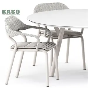 Fransız açık sandalyeler Metal alüminyum açık halat gri Ratan kanepe reçine hasır beyaz istiflenebilir Pe alüminyum Rattan bahçe sandalye