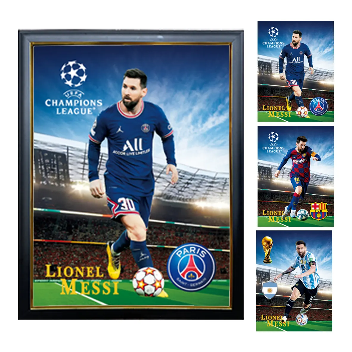 Waterproof Easily Install 2022 Famous Football Soccer Sport Player Wall Poster 3D Poster Anime With Metal Frame