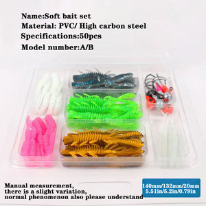 50pcs Silicone Leurre Souple Jig Crochets Appâts De Pêche Bass Brochet Matériel De Pêche En <span class=keywords><strong>Plastique</strong></span> <span class=keywords><strong>Mallette</strong></span> De Rangement D'eau Douce - Product Image 2