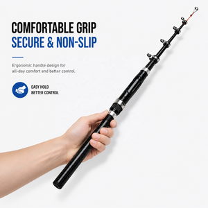 <span class=keywords><strong>Canne</strong></span> à pêche télescopique portable en fibre de verre à action rapide, pointe souple, longueur fermée 46 cm, 1,5 m-3,0 m, pour eau salée et eau douce, <span class=keywords><strong>canne</strong></span> de surf - Product Image 1