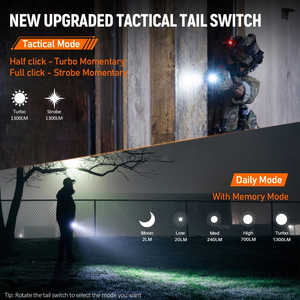 Wurkkos Td07 USB C Có Thể Sạc Lại LED Đèn Pin 1300lm Ngọn Đuốc Chiến Thuật Với 479M Dài Phạm Vi Không Thấm Nước Edc Torch Với Vòng Kẹp - Product Image 3