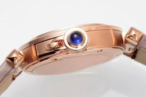 Reloj Clásico Redondo para Mujer con Correa de Cuero Color Taupe, Elegantes Manecillas Azules, Reloj de Pulsera Mecánico Automático para Uso Casual y Formal - Product Image 6