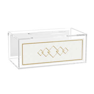Cổ điển Acrylic Máy tính để bàn mô hộp vàng rõ ràng đơn giản hào phóng thiết kế tùy chỉnh để lưu trữ giấy <span class=keywords><strong>Tissue</strong></span> nhà máy kệ trưng bày - Product Image 1