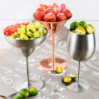 Benutzer definierte hitze beständige Becher Rotwein Martini Glas becher Twisty Tall Stem Edelstahl Schuss Champagner Martini Gläser für Party