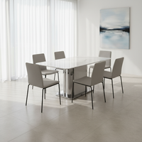 Ensemble de table à manger en marbre de luxe nordique moderne, 6 places, meubles pour appartement, salon, villa