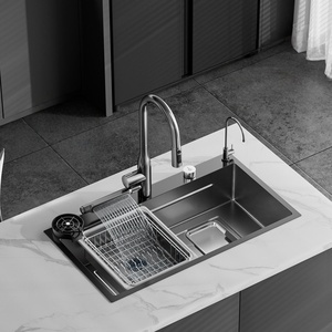 Évier de cuisine à usage domestique, à encastrer sous plan, grand bac unique, en acier inoxydable 304 épaissi - Product Image 1