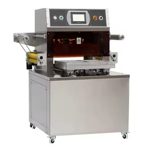 Fully automatic vacuum ready meal tray sealing machine gas flushing vacuum sealing machine Meat skin vacuum packaging machine