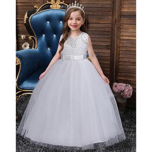Vestido de Novia Largo con Encaje para Adolescentes, Vestido de Princesa sin Mangas Personalizado para Ceremonias de Niñas Grandes, Venta al Por Mayor - Product Image 1