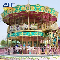 Manège à chevaux à double étage de style antique pour parc d'attractions, 56 places, pour enfants et adultes