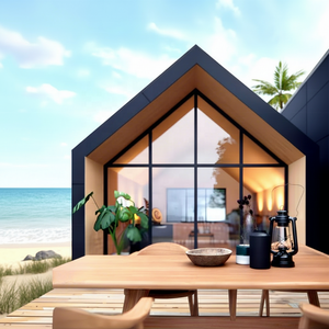 Villa Triangulaire Moderne de Luxe Écologique Durable Imperméable à l'Eau à Énergie Solaire Préfabriquée en Bois et Structure Acier - Product Image 1