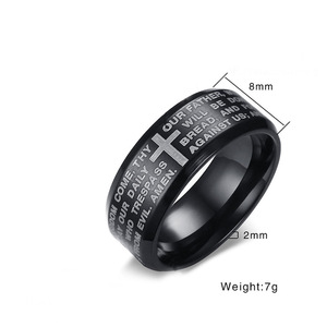 Vintage religieux titane or argent noir croix anneaux en acier inoxydable Bible religieux <span class=keywords><strong>mariage</strong></span> fête anneaux pour femmes hommes - Product Image 2