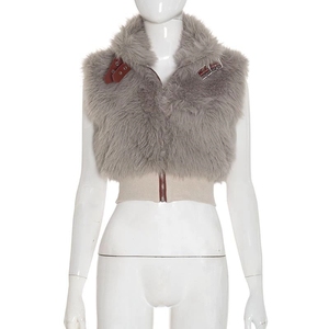 10557 Nouveau cardigan sans manches pour l'automne et l'hiver avec fermeture éclair et boucle en cuir métallique - Product Image 6