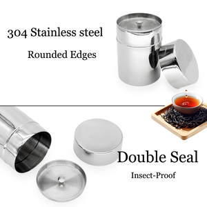 New Design Custom Round Kitchen Canisters Airtight Double Lids <b>Tea</b> <b>Caddy</b> Box Metal Matcha <b>Tin</b> 304 Stainless Steel <b>Tea</b> <b>Tin</b> - Product Image 2