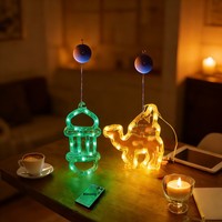 Neue LED Weihnachts-Dekorationsbeleuchtung Stern-und-Mond-Schloss Kamel Saugnapf-Fensterlaterne 20cm 100 Stunden