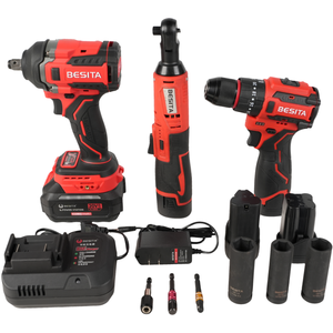 Hot Selling Mechanical Auto Repair Electric Drill Impact <strong>Wrench</strong> Ratchet <strong>Wrench</strong> Three-in-one Brushless Lithium Battery Tool <strong>Set</strong> - Product Image 2