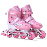 Patins à roulettes pour enfants transfrontaliers, coque en PVC, taille ajustable, unisexe, pour débutants, à double rangée, lumineux, pour l'extérieur