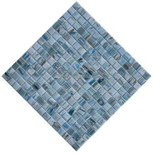 White Pearl azul linha dourada arco-íris mosaico vidro piscina piso de parede azulejo mosaico banheiro telhas piscinas