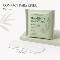 Lilimolone - Paquete de 20 Protectores Diarios de Bambú de 155 mm, Envueltos Individualmente, Color Verde Salvia, Venta al por Mayor, OEM, Protectores Diarios de Fibra de Bambú