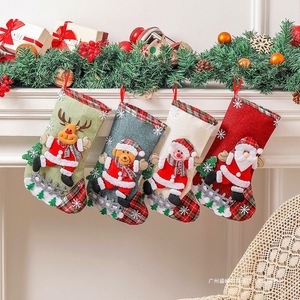 Hong Kong Love Cross-<b>border</b> Linen Large Christmas Stocking <b>Fence</b> Christmas Gift Bag Christmas Tree Ornament Candy Bag Decoration - Product Image 5