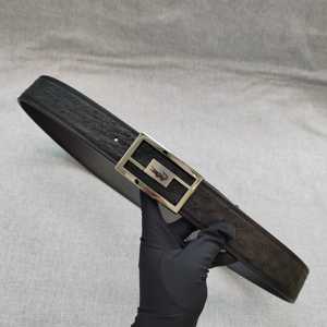 Cinturón de Moda para Hombre, Estilo Ejecutivo, con Hebilla, de Cuero de Avestruz, Transpirable y Duradero, 3.8 cm de Ancho - Product Image 4