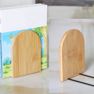 Serre-livres en bambou naturel 2 pièces, support de support de livre antidérapant de bureau de grande capacité, extrémités d'étagère en bois pour le bureau - Product Image 4