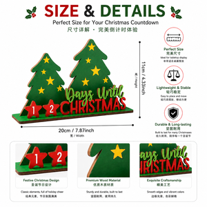 Christmas Countdown <b>Calendar</b> Wooden Tree <b>Advent</b> <b>Calendar</b> Tabletop Holiday Decoration Reusable Home Decor - Product Image 5
