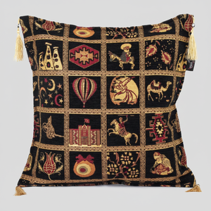 <b>Cushion</b> <b>Cover</b> With Black Turkish Fabric With Turkish Symbols Design.... Made in Turkey .... From Turkey - Product Image 2