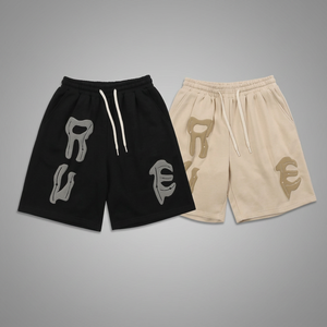 Shorts pour hommes personnalisés en tissu éponge 100% coton, respirants, style urbain, avec strass, cordon de serrage central, couleur unie, OEM ODM, tissu doux de qualité supérieure - Product Image 1