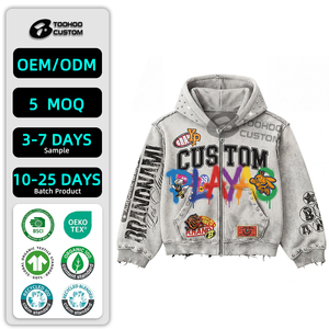 Custom Hoodie Personalised 500GSM Heavyweight Boxy Fit Hoodie <b>Men's</b> Streetwear Vintage Stone Wash Hoodie Blank <b>Pullovers</b> - Product Image 1