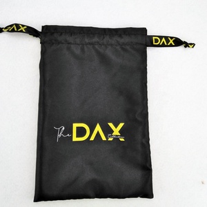 Large Black Satin <b>Dust</b> <b>Bag</b> Drawstring Silk Gift <b>Bag</b> With Gold Printing logo - Product Image 4