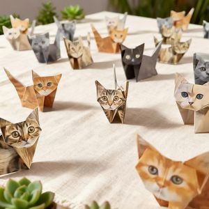 Gatos de Papel <span class=keywords><strong>Origami</strong></span> DIY, 50 Hojas de Papel <span class=keywords><strong>Origami</strong></span> para Plegar Lindas Figuras de Gatos, Divertida Actividad de Manualidades para Adultos, Decoración de Escritorio y Regalo - Product Image 4