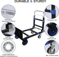 Troli Dorong Lipat 3-in-1 Tugas Berat dengan Rem, Struktur Platform, Kapasitas 600LB, Keranjang Aluminium, Peralatan Belanja OEM