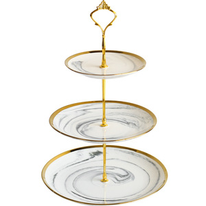 Plateau à fruits créatif en céramique, style européen, support à pâtisserie à trois étages, plateau à gâteau à double étage pour le thé de l'après-midi, salon <span class=keywords><strong>moderne</strong></span> - Product Image 5