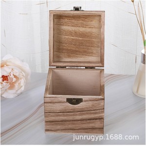 Wooden <b>Storage</b> <b>Box</b> Square Solid Wood Flip Top Office Organizer Desktop <b>Drawer</b> Organizer With Metal Clasp For General Packaging - Product Image 2