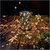 Lanterne Solaire en Métal Suspendu pour le Jardin, Arbre, Papillon, Libellule, Décoration de Paysage